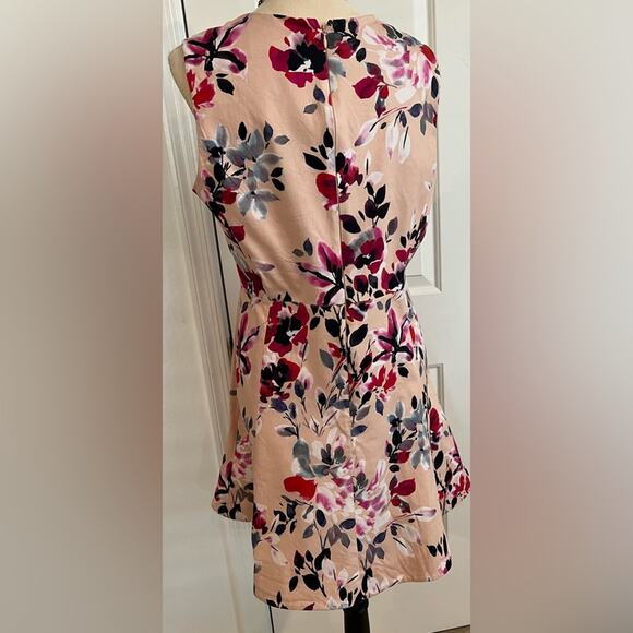 French Collection Summer Floral Pink/Cream Flare Skirt Lightweight Dress 10 - Picture 5 of 8